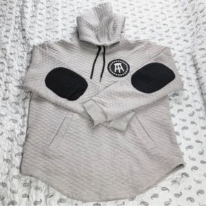 Barstool Sports XL Gray Quilted Hoodie  Pullover Sweater Elbow Patches